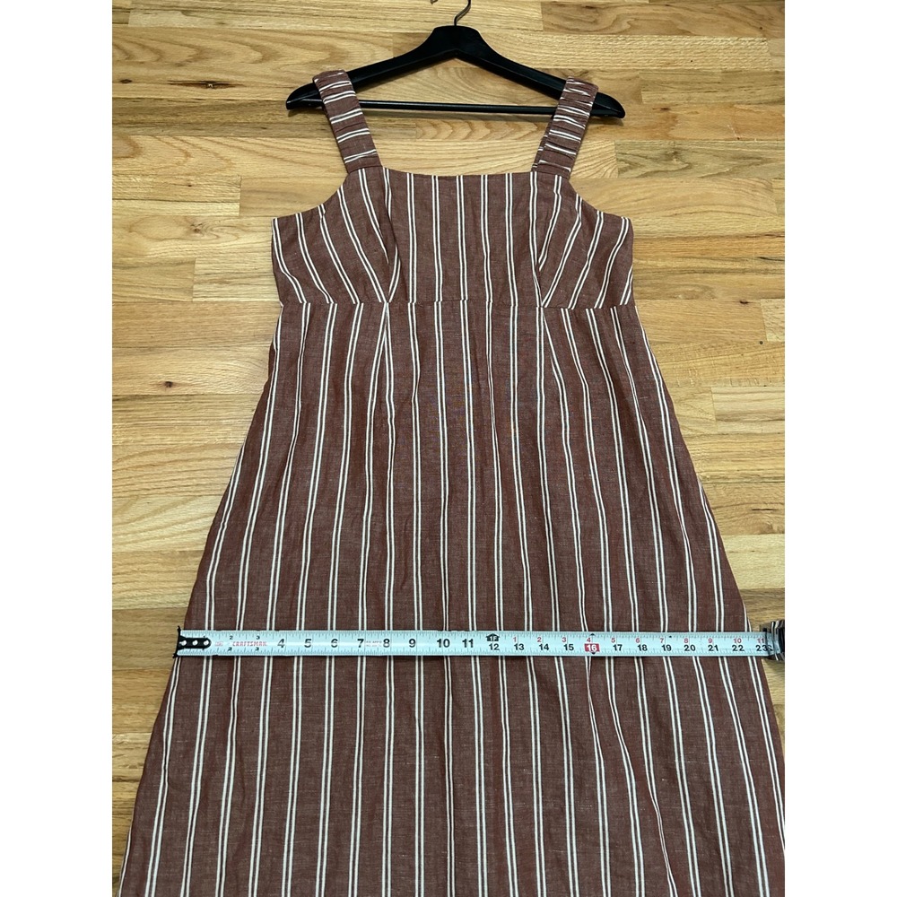 Pact Canopy Striped Midi Dress Womens Size L Brown Rust Sustainable Pockets - Picture 8 of 10